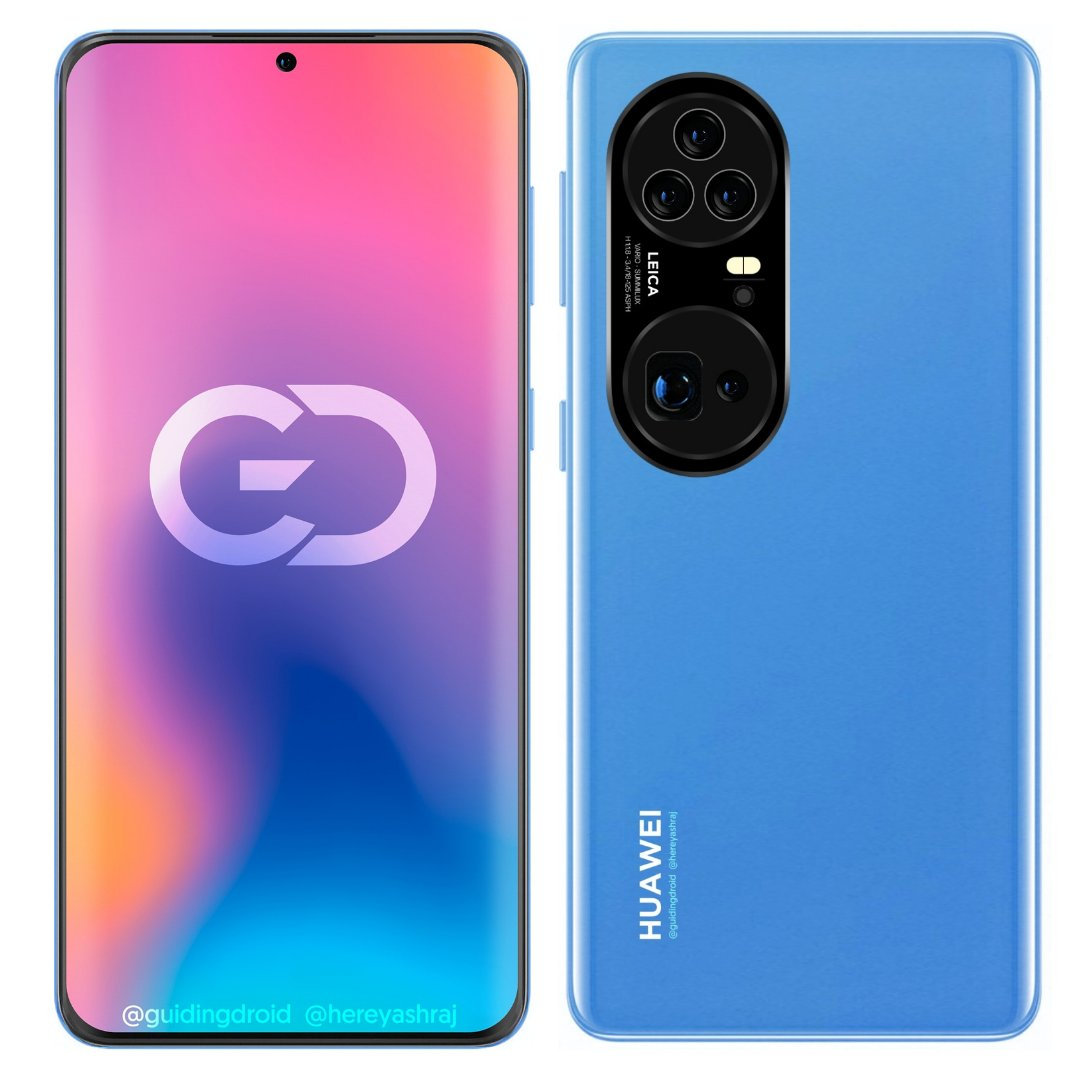 华为P50 Pro+渲染图曝光：双环五摄 200倍变焦
