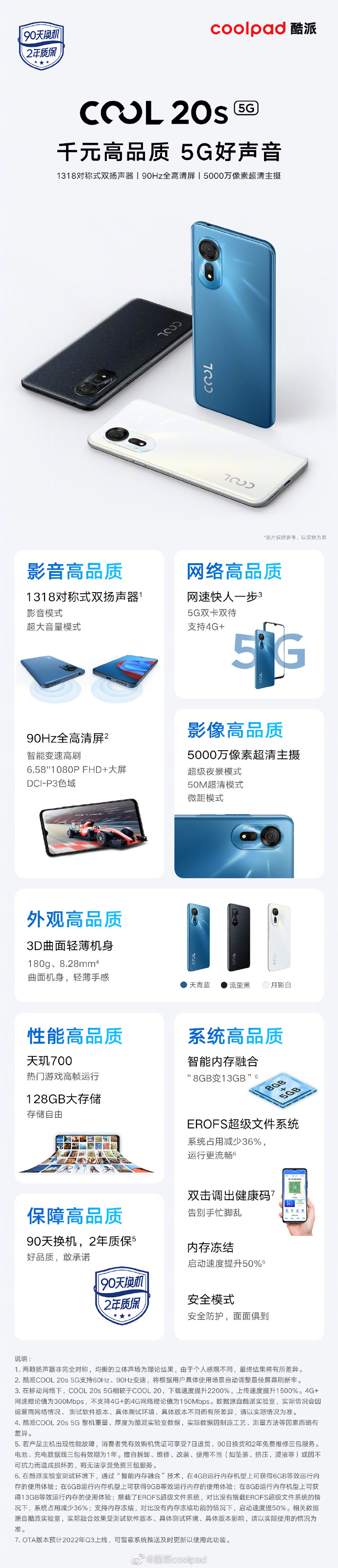 酷派发布天玑700新机：4500mAh电池 起售999元