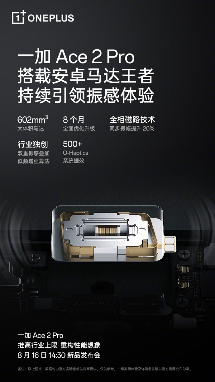 同步旗舰体验 一加Ace2 Pro搭载一加11同款马达