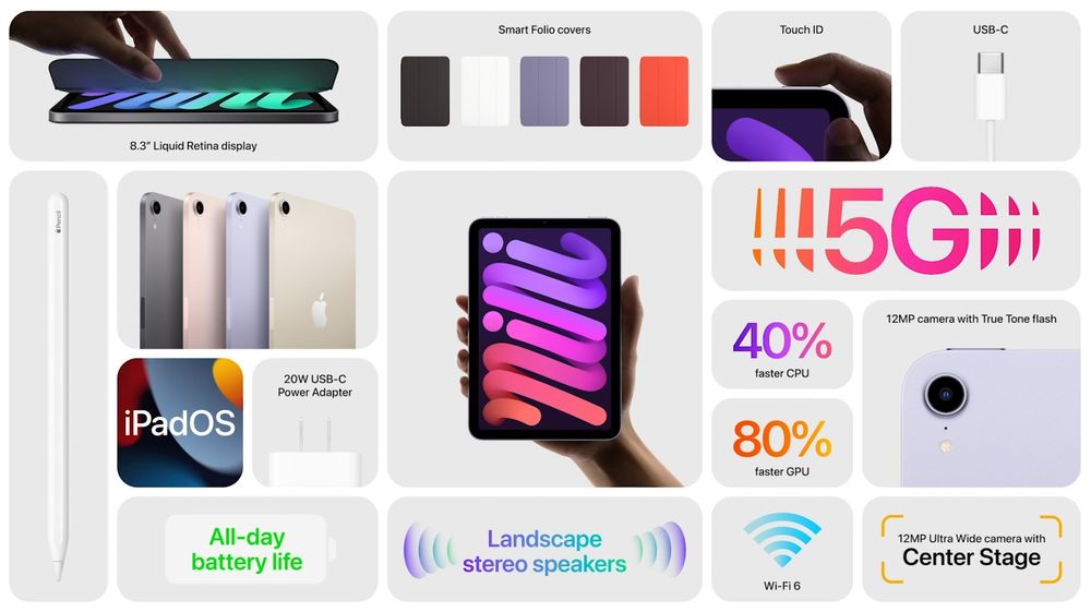 8.3英寸/支持5G 苹果发布新款iPad mini 售价3799元起