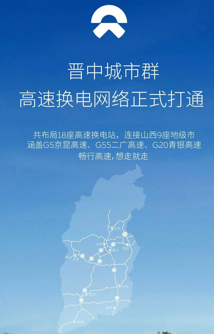 蔚来正式打通晋中城市群高速换电网络