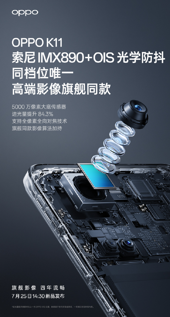 OPPO K11官宣：25日发布 IMX890+光学防抖这次全都有