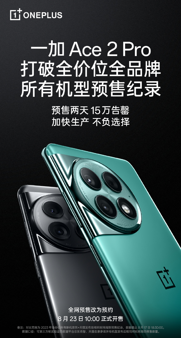 一加Ace2 Pro预售打破今年所有机型记录！