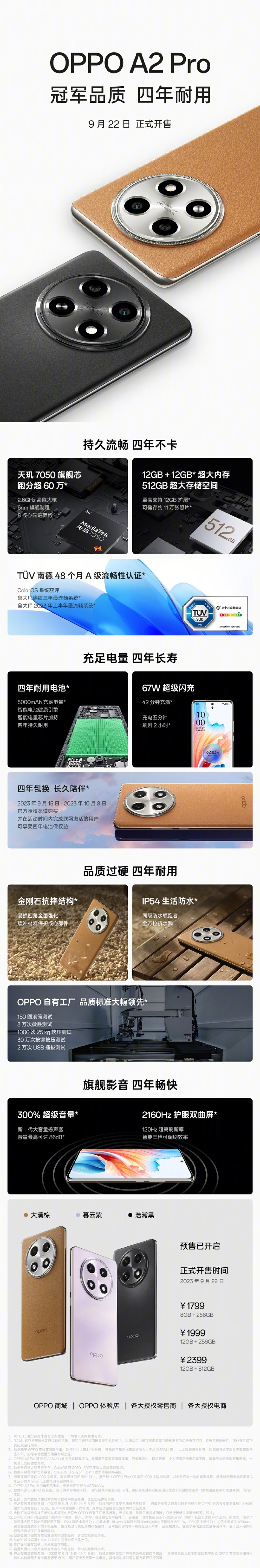 OPPO A2 Pro正式发布：天玑7050加持 1799起售