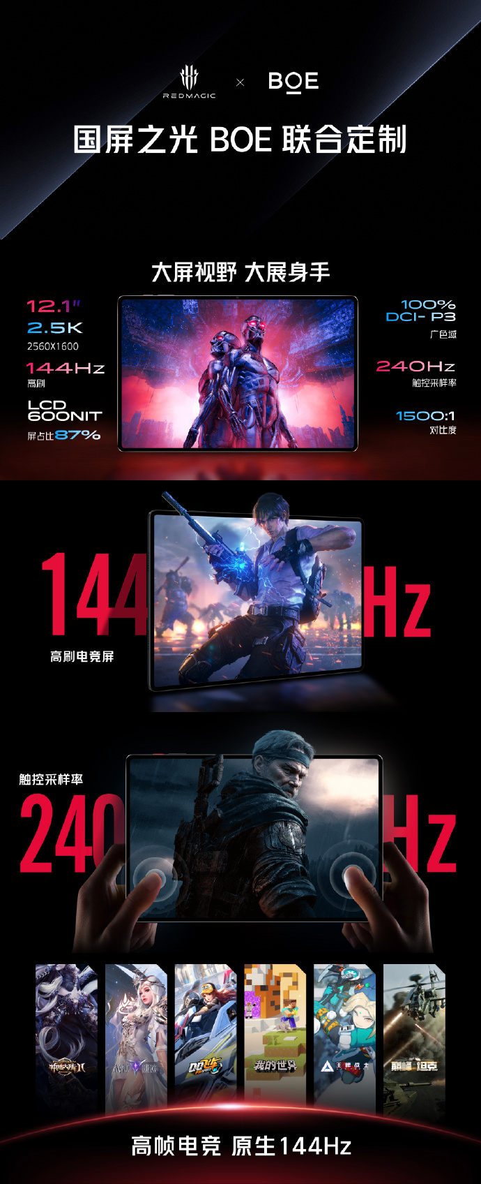 红魔电竞平板发布：12.1英寸的大号游戏机