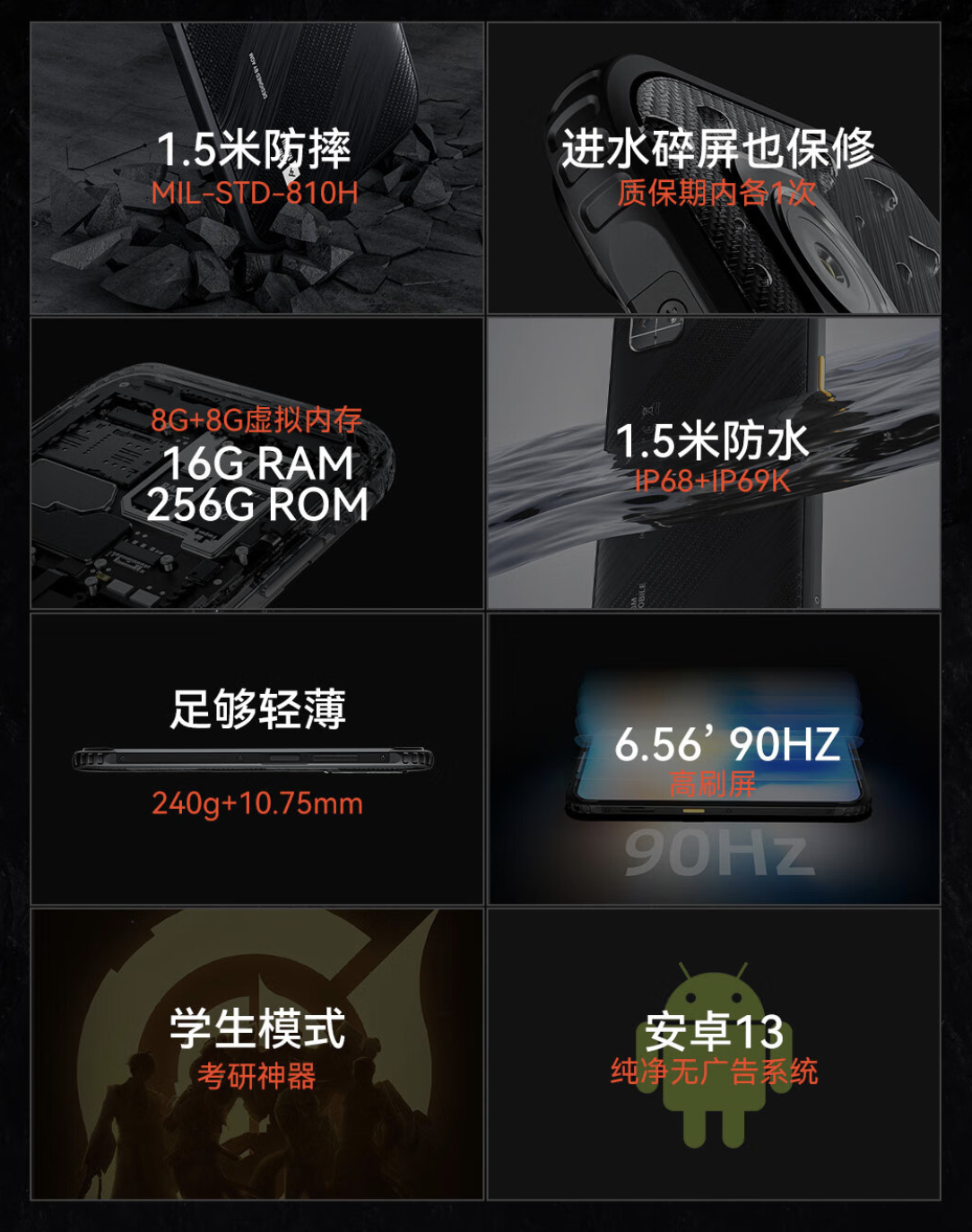 AGM 推出 H6 户外三防智能机：90Hz 屏幕、无广告系统，1399 元