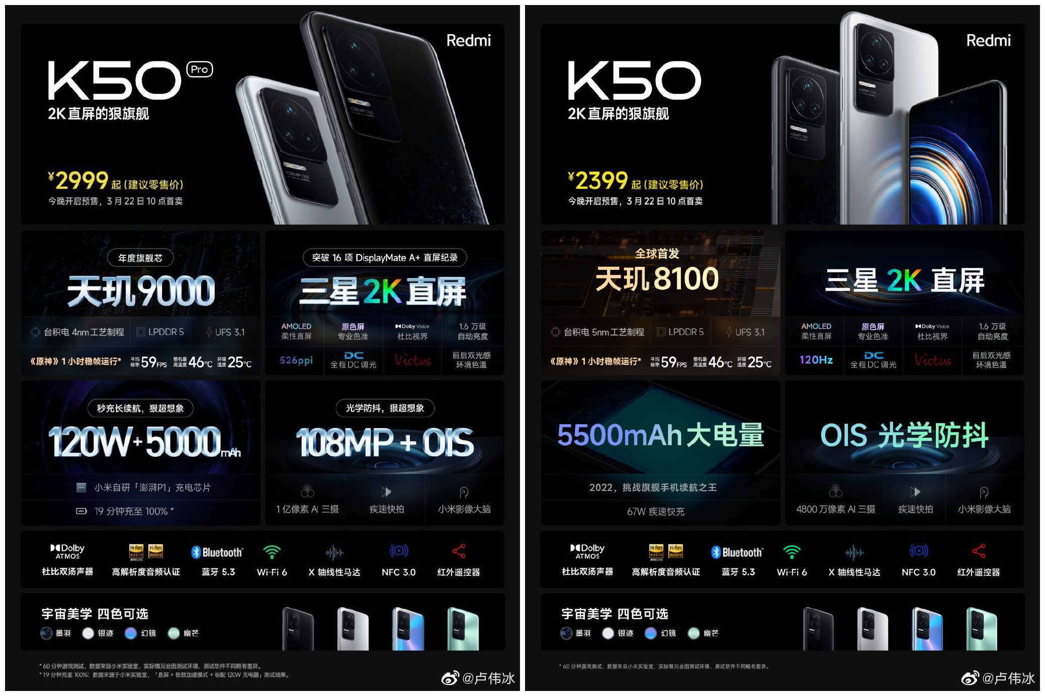 全系2K直屏 Redmi K50系列首销：2399元起
