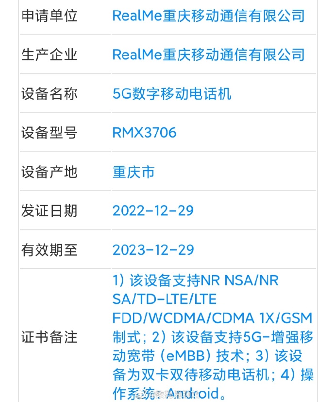 realme GT Neo5双证齐全只待发布：240W快充同价位卷王