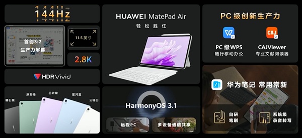 华为MatePad Air上新：搭载骁龙888 3199开卖