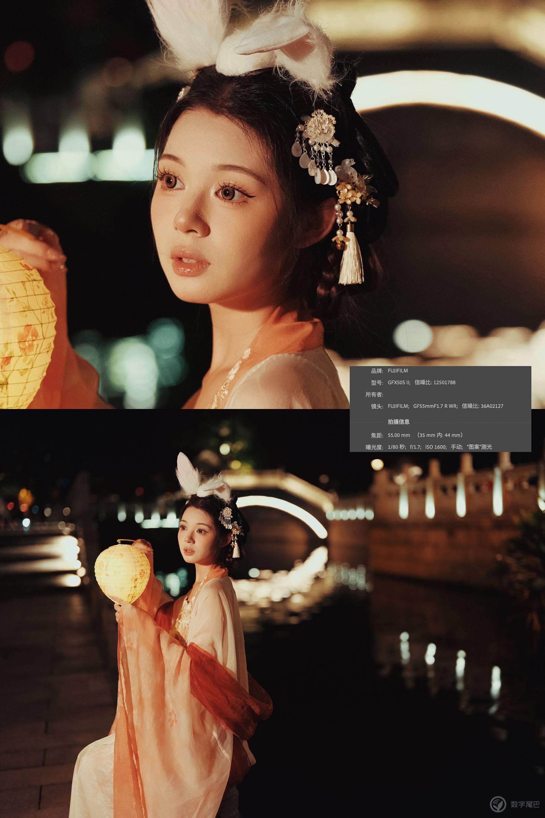 中秋和小姐姐玩灯笼