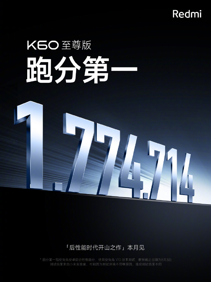 K60至尊版狂暴引擎2.0加持：超177万跑分斩获性能第一