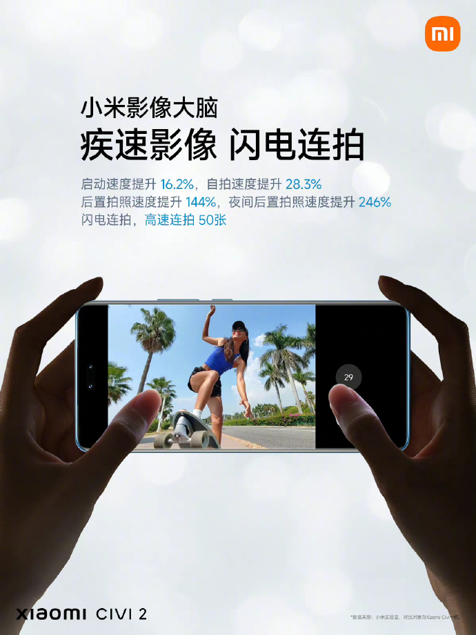 小米最美机型Civi 2发布：前置双主摄加持 2399元起售