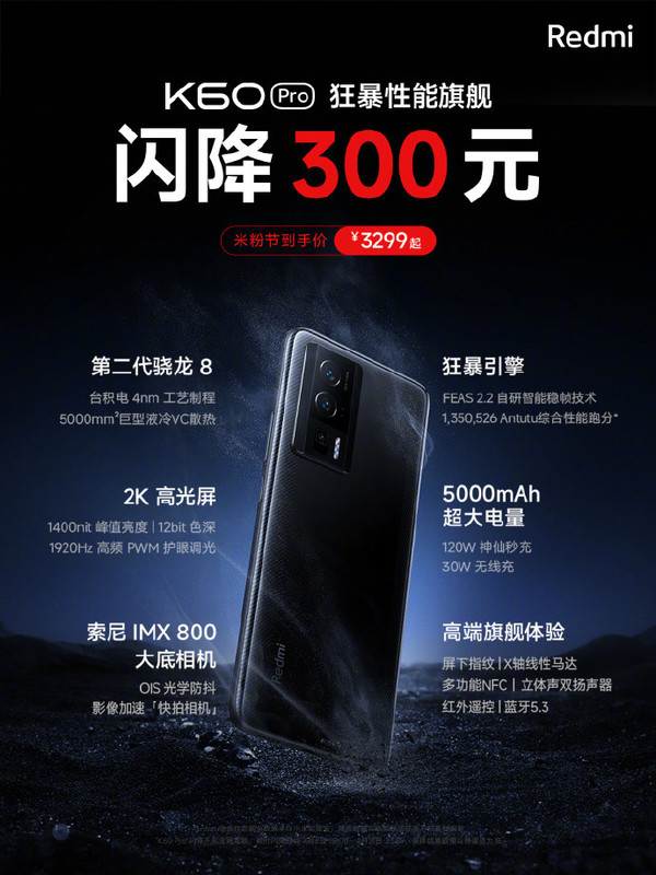 K60 Pro闪降300元 米粉节到手3299元起