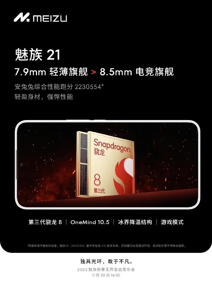 魅族 21 手机搭载 2 亿像素瞬息旗舰影像系统，称“成像速度较三星 S23 Ultra 提升 40%”