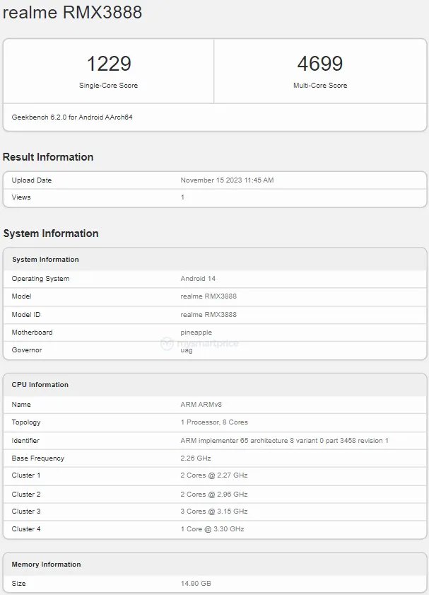 realme 真我 GT5 Pro 跑分曝光：高通骁龙 8 Gen 3 SoC+16GB 内存