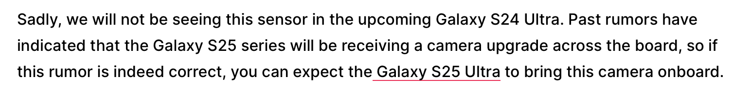 消息称三星正在研发 1 英寸传感模组，有望于 Galaxy S25 Ultra 亮相