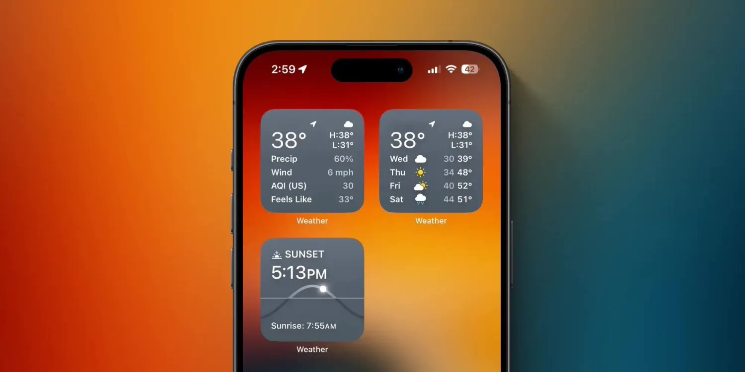 细化天气信息，苹果 iOS 17.2 RC 更新扩展天气应用小部件