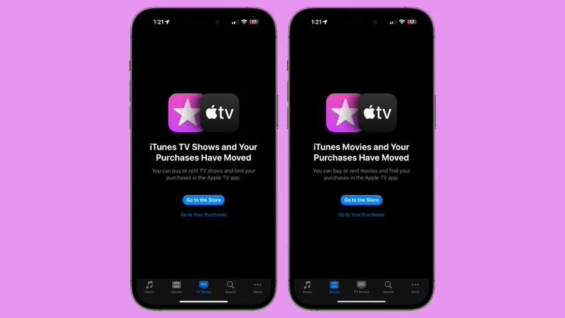 苹果 iOS / iPadOS 17.2 淘汰 iTunes 电视剧 / 电影选项，已迁移至 Apple TV 应用