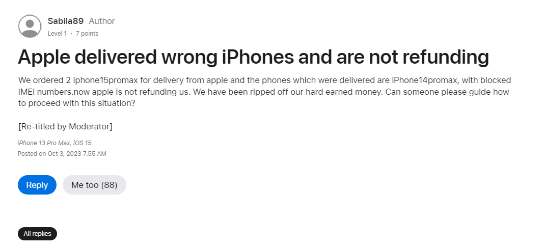 英国 iPhone 用户诉苦：官网订购，15 变 14 / SE 且不支持退款