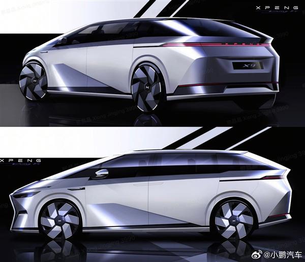 硬刚理想 MEGA 小鹏纯电 MPV 车型 X9 设计草稿公布：赛博未来风