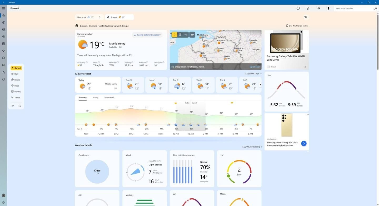 微软Windows 11系统，微软推送新功能！将天气应用调整为仅用于嵌入式广告推广的Windows 11功能
