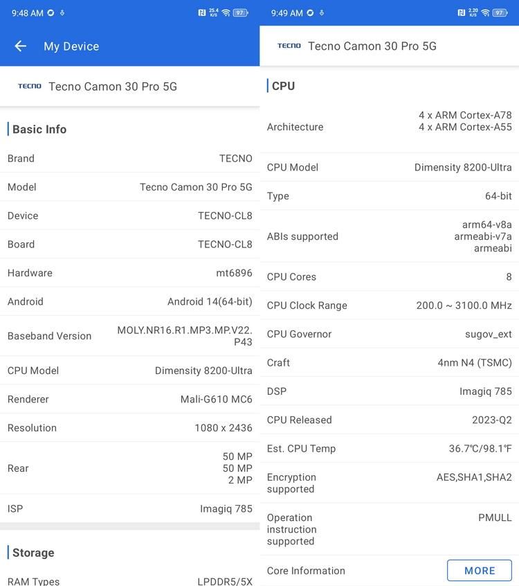 TECNO Camon 30 Pro 5G， 图像旗舰性能领先