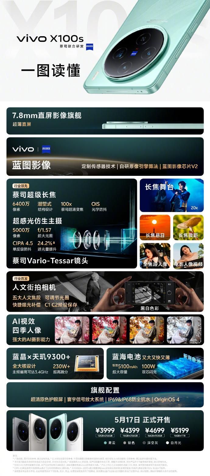 Vivo X100s，年度最强影像手机 3999元起售