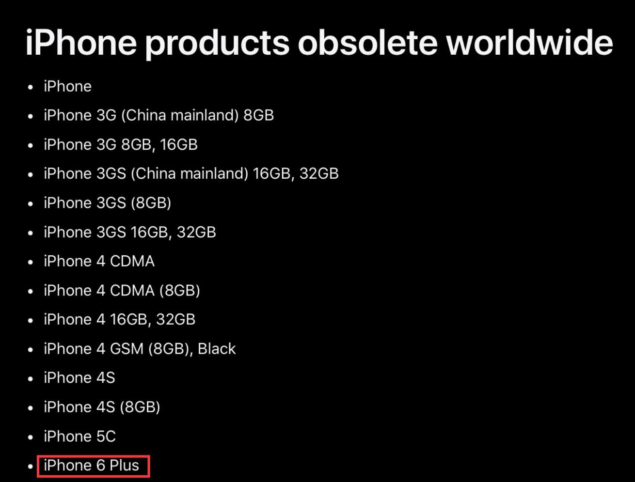iPhone 6 Plus被认为过时，无法从官方获得维修服务