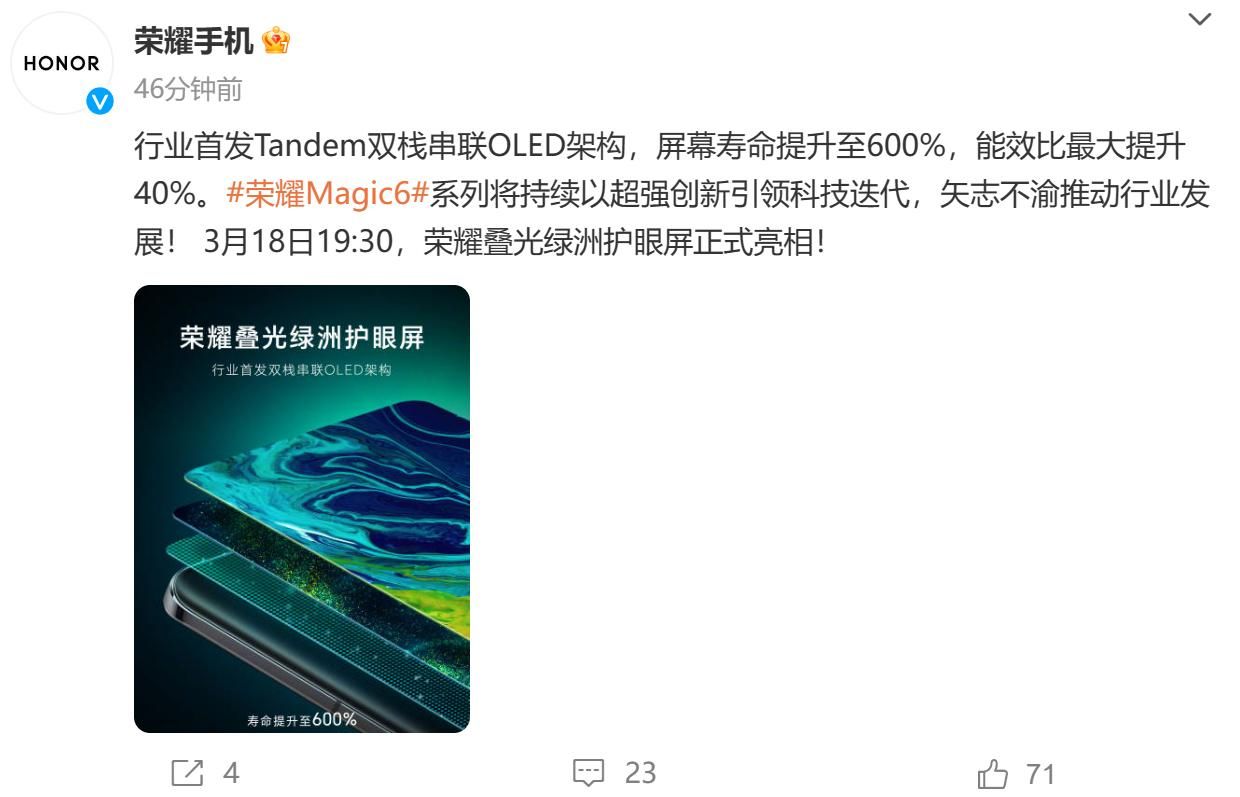荣耀折叠光绿洲护眼屏，延长使用寿命高达600%