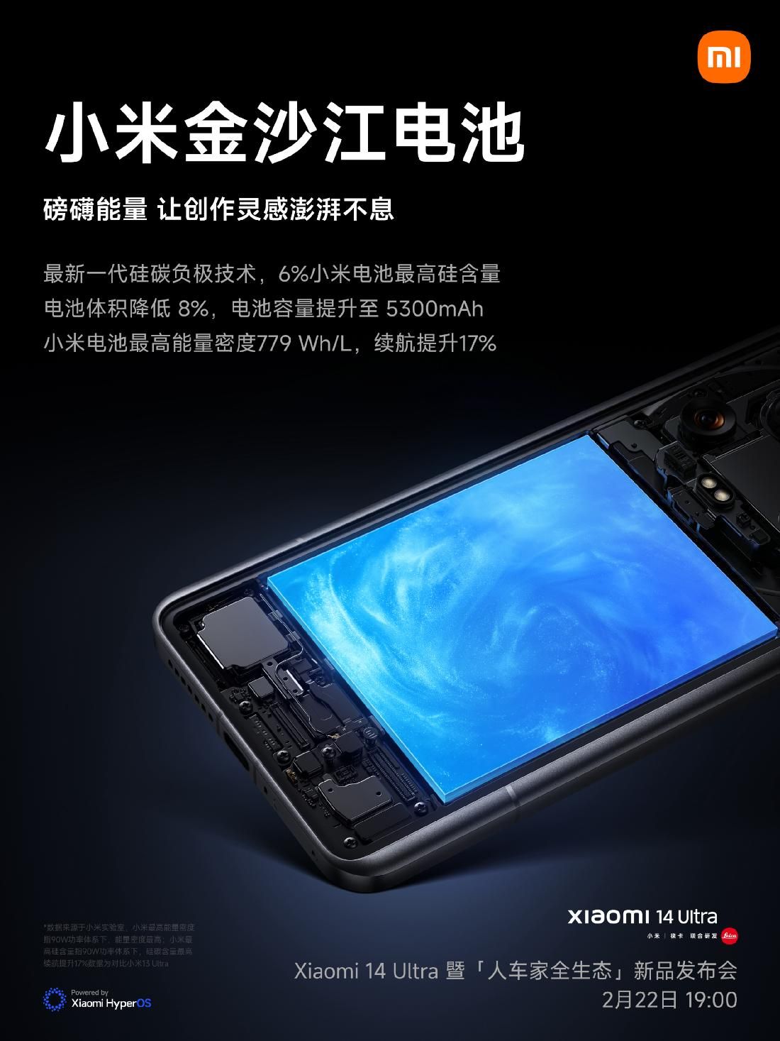 小米14 Ultra，全面预热 全向卫星通信、龙甲架构和金沙江电池首曝