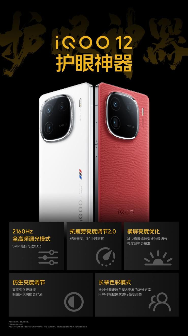 IQOO12/Neo9系列护眼升级正式上市，2160Hz全频率PWM调光