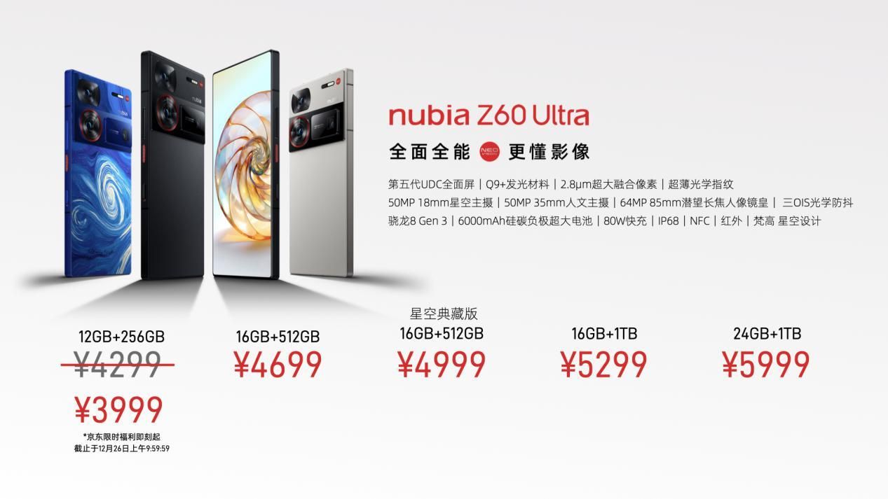 努比亚Z60 Ultra全面屏+骁龙8 Gen3 3999，引领旗舰新潮流