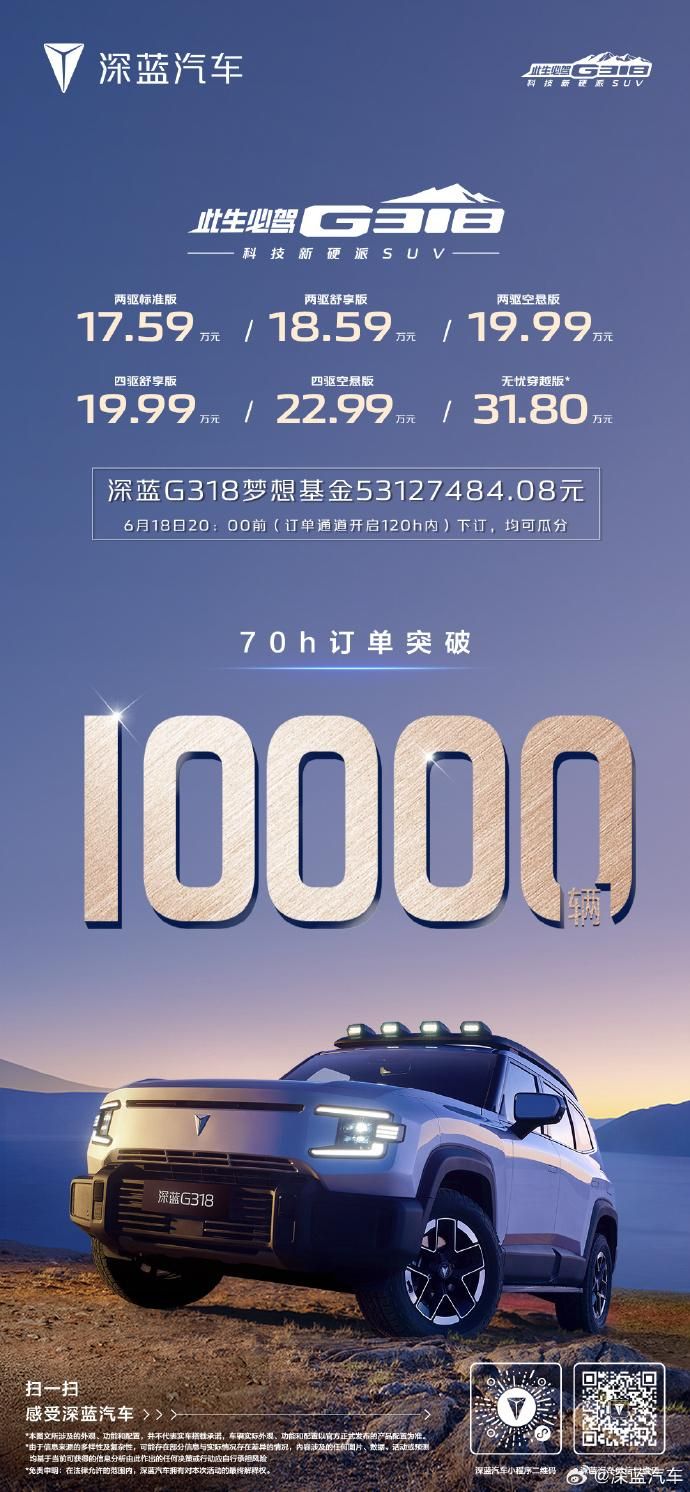 硬派SUV销量破万，这车被网友称为深蓝G318