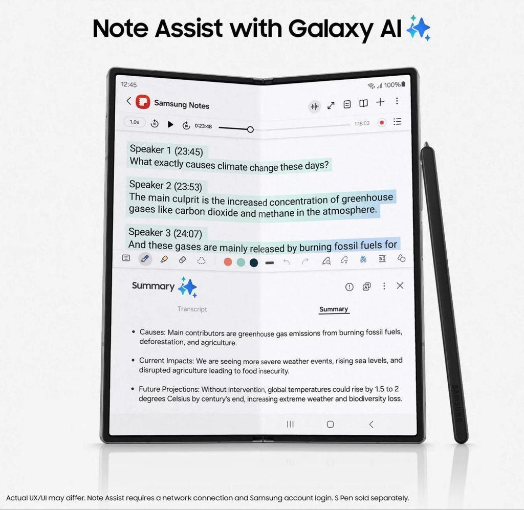 三星GalaxyAI新技能曝光，笔记助手、智能回复、语音转录和实时翻译