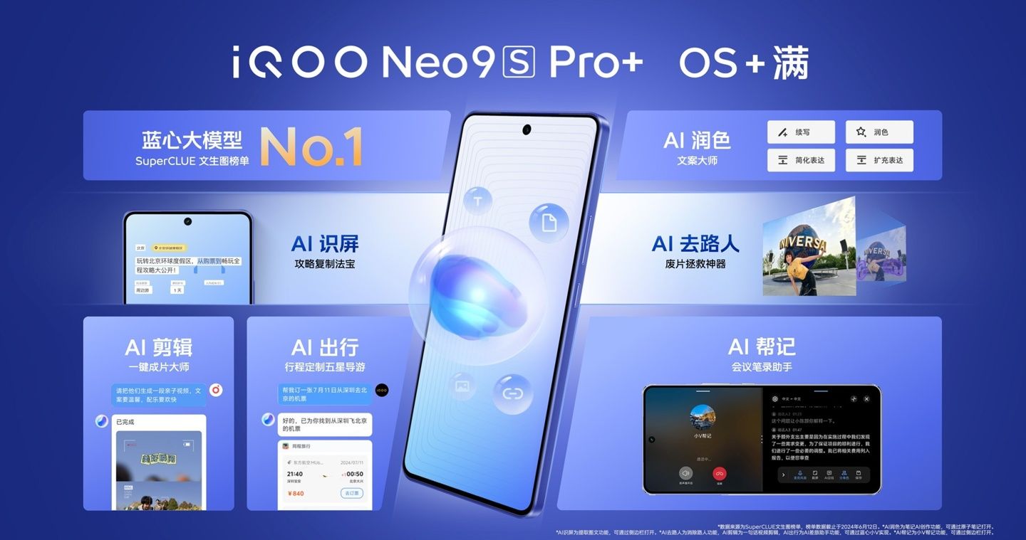 iQOO Neo9S Pro+，搭载自研电竞芯片Q1开启新品之旅