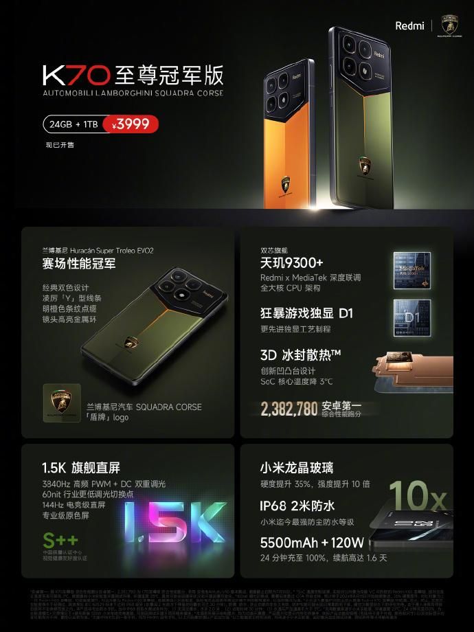 天机9300+D1双芯独显，K70至尊版正式发布！