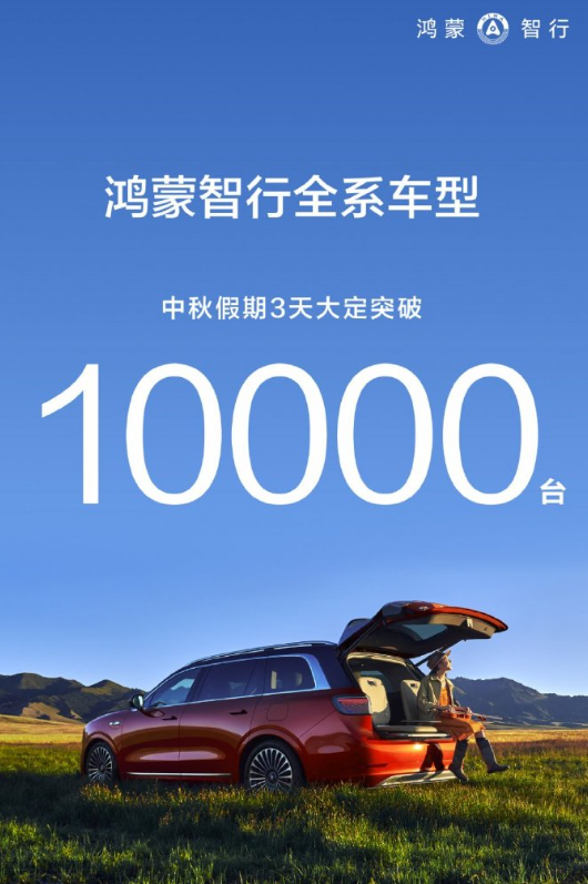 鸿蒙智行中秋假期三天大定破万，9月销量趋稳 