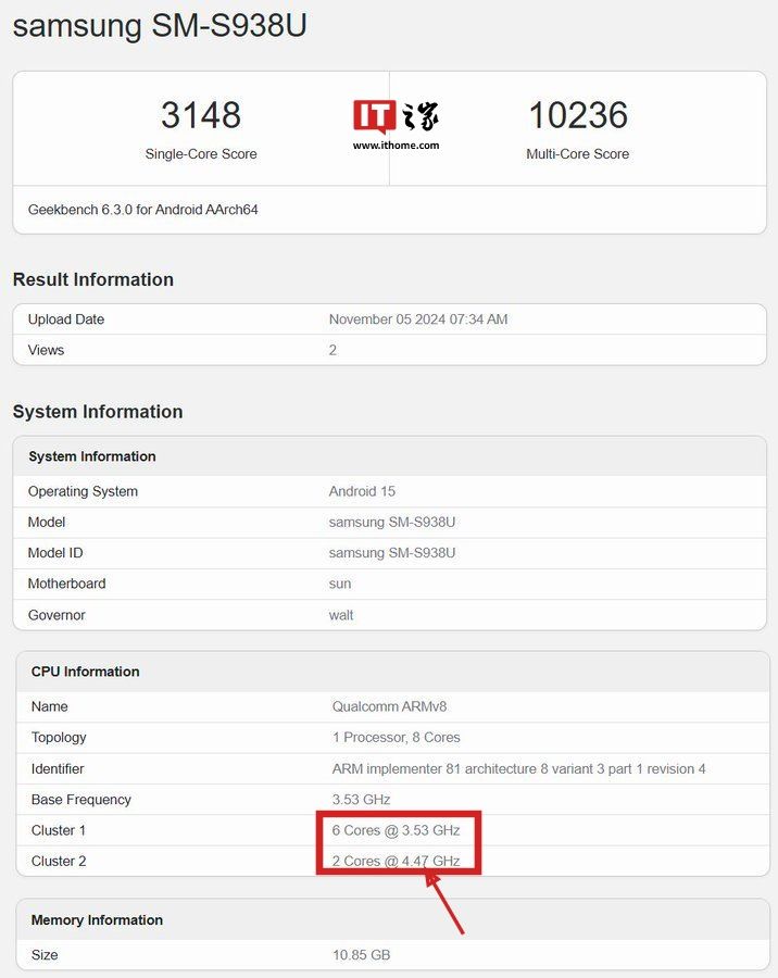 满血美版三星 Galaxy S25 Ultra 手机 GeekBench 跑分再曝:4.47 GHz 主频,多核破万 满血美版三星 Galaxy S25 Ultra 手机 GeekBench 跑分再曝:4.47 GHz 主频,多核破万