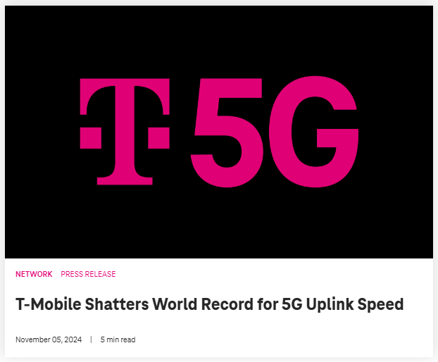 2.2 Gbps:T-Mobile 刷新 5G 上传速度世界纪录 2.2 Gbps:T-Mobile 刷新 5G 上传速度世界纪录